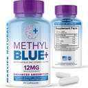 MAXLIFE NATURALS Pure Methylene Blue קפסולות, Ultimate Methylene Blue Class 12 מ"ג - 60 קפסולות עם ויטמין C Ester & NAC Glycine, תומך ותפקוד סלולרי, המיוצר בארה"ב