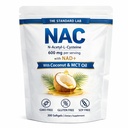 המעבדה הסטנדרטית NAC 600 מ"ג עם NAD+ Daily Complex, N-Acetyl Cysteine תוספי קפסולות, Antioxidant Support Formula, Vegan, non-GMO, Gluten Free, 300 Softgels