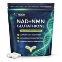 NMN + L-Glutathione תוסף - NAD+ תמיכה, Mitochondrial Energy & Antioxidant Defense with CoQ10, NAC, PQQQ & Alpha Lipoic Acid - 120 קפסולות. Refill Pack