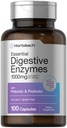 Horbäach Essential Digestive Enzymes | 100 קפסולות | Enzyme Band for Men & Women | Non-GMO & Gluten Free Supplement
