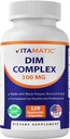 Vitamatic DIM תוסף מורכב עבור נשים וגברים - 300 מ"ג - 120 קפסולות Veg - Made with Black Pepper, ברוקולי אבקה וקלה אבקת - non-GMO & Gluten חינם - תמיכה Hormonal Balance