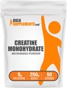 BulkSupplements.com Creatine Monohydrate אבקה - אבקת קראטין מיקרוסקופית Micronized, Unflavored - Pure & Gluten Free, 5g (5000 מ"ג) לשרתים, 250g (8.8 oz) (Pack of 1)