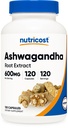 חומרים מזינים Ashwagandha Herbal תוספת 600 מ"ג, 120 קפסולות - Vegetarian, non-GMO, Gluten Free, Ashwagandha Root