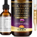 2 Pack Milk Thistle Drops for Liver Cleanse Detox & Fix, Milk Thistle לחלץ תוספת נוזלית עם Dandelion & Artichoke for Liver Support, טבעוני, אורגני, ללא אלכוהול, 4 FL OZ