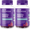 New Chapter Probiotic Gummies for Women and Men,All-Flora (1 Month Supply) – 55% Less Sugar+,Formulated for Holistic Gut Health Support with Probiotics+Prebiotic Fiber+100% Vegan+Non-GMO,(Pack of 2)