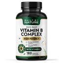 נבנה על ידי Nature ויטמין B Complex - Super B Complex ויטמינים עבור נשים וגברים - אנרגיה, מתח ותמיכה - ויטמין B גבוה מורכב עם B12 - 180 טבליות