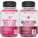 Hormonal Balance & Magnesium Gummies for Muscle Cramps, PMS Gummies Alleviate Bloating & Mood Swings, Magnesium Helps Prevent Cramps & Promotes Muscle Recovery - 60 Vegan Gummies Per Bottle