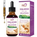 Cat Melatonin Natural Calming טיפות, תמיכה להירדם ושינה בריאה, Herbal Extractation תוספת עם L-theanine, ולריאן, Catnip, פרח תשוקה וצ'מומיל. 2 oz