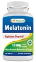 Best Naturals Melatonin 10 מ"ג טבליות (Non-GMO) - מסייעות לקדם רגיעה ושינה - 120 הרוזן