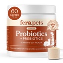 Fera Pets Probiotics for Dogs & Cats with Prebiotics - USDA Organic - Gut Health Powder Supplement with 12 Strains and 5 Billion CFUs - Supports Immunity, Energy and Skin & Coat - 60 Scoops