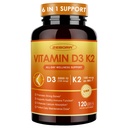ZEBORA Vitamin D3 K2 5000 IU, 6-in-1 D3K2 Supplements for Bone & Immune Support, with Magnesium, Calcium, Phosphorus & Vitamin C, Maximum Strength for Men & Women, 120 Capsules