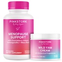 Pink Stork Menopause Supplement & Wild Yam Cream for Women to Support Hormone Balance, Ashwagandha, Black Cohosh, & Wild Yam, Hormonal & Mood Support, Duo