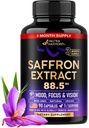 תוספי Saffron טבעיים - טהור Saffron לחלץ 88.5 מ"ג - המיוצר בארה"ב - Mood | Focus | אנרגיה תמיכה - בריאות העין לנשים וגברים - גלולות טבעוניות nonGMO - 90 קפסולות אבקה, 3 חודשים אספקה