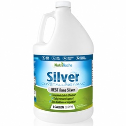 NutriNoche Colloidal Silver Liquid Supplement - Premium Silver for Immune Support - (1) Gallon Bottle - 99.99% Ultra Pure Crystalline Nano Particles - 30 ppm