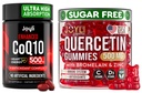 Quercetin עם Bromelain & CoQ10 500 מ"ג Bundle - 120 Coenzyme Q10 Softgels + 60 סוכר חינם Quercetin מ Gummies עם Zinc, ויטמין C & D3 - Immune, Heart & אנרגיה תמיכה - ארה"ב עשתה תוספי מזון