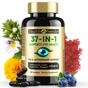 37 ב 1 ויטמין עין עם Lutein ו Zeaxanthin תוספת - תוספת עין עם CoQ10, אומגה 3, מינרלים תמיכה בריאות עיניים למבוגרים וזקנים, Daily Vision, 120 Black Softgels