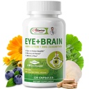 עין + המוח תוספי זיכרון להתמקד, Lutein 40 מ"ג, Zeaxanthin, Astaxanthin, Bilberry, אריה של אריה, Bacopa Monnieri, גינקו בילובה, 14 ב 1 ויטמין עבור מבוגרים ובוגרים 120 קפסולות 120 קפסולות.