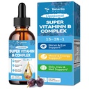 15in-1 Liposomal ויטמין B Complex Pro, B7 ללא סוכר טיפות עם B1, B2, B3 Niacinamide, Choline, B5, B6, B7 Biotin, Inositol, Folate, B12, Zinc, Lutein, Zaxanthin, Turine & Vit. C, 2 oz oz.