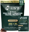 תזונה על Go Whey חלבון Isolate Packets עם Creatine - 25g חלבון + 5g Creatine - אבקת חלבון יחיד משרת יחיד - 5.9g BCAAs, Keto & Low-Carb, Gluten-Free - שוקולד (15-Pack)