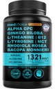 12-in-1 Nootropic Brain תוספת עם Caffeine Anhydrous: גינקו בילובה עבור תמיכה במוח, זיכרון להתמקד - B12, Alpha GPC, L Theanine ו Cholines with Bioperine עם 1321 מ"ג (60ct)