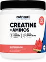 מזונות זולים Creatine + Aminos 30 משרתים (watermelon Flavored) - 5,000 מ"ג Creatine Monohydrate + 5000 מ"ג Amino BCAA בלנדר Per לשרת