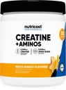 מזונות זולים Creatine + Aminos 30 המשרתים (Peach מנגו פלמורד) - 5,000 מ"ג Creatine Monohydrate + 5000mg Amino BCAA בלנדר Per לשרת
