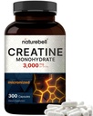 NatureBell Creatine Monohydrate קפסולות 3,000 מ"ג פרי, 300 Count | Micronized, Unflavored Creatine Pills | Pre-Workout & שרירים תמיכה | Easy to Swallow, Filler-Free | 50 משרתים