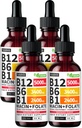 (חבילה) ויטמין B12 ו- B6 טיפות נוזליות, B12 Sublingual ויטמין B Complex - B 12 ויטמין 5000mcg - B12 Methylcobalamin for Energy, Brain, and Heart Support with 27,200 mcg, Raspberry, 80 משרתים
