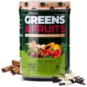 Nutrology Greens & פירות אבקה-Naturly Sourceed Superfood, אבקת Beet, Mushroom בלנדר, Probiotics, Enzymes, סיבים, אנטי-חמצן, תמיכה במזל, Gluten Free - Vanilla Cinnamonmon