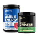 Optimum Nutrition Amino Energy - Pre Workout with Green Tea, BCAA, Amino Acids & Micronized Creatine Monohydrate אבקת, Unflavored, Keto Friendly, 60 לשרת