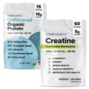 Complement Unflavored חלבונים & Creatine Bundle - אבקת חלבון מבוססת צמחי ו Creatine Monohydrate עבור ביצועים שרירים משופרים