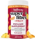 Bellway Super סיבים אבקה + פירות, סוכר חינם אורגני Psyllium Husk אבקת סיבים עבור סדירות, Bloating Relief & Digestive בריאות, צמחי מבוסס, פירות Punch (50 משרתים)