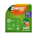 Zyrtec 24 Hour Allergy Relief Tablets, Indoor & Outdoor Anti Allergy Medicine with 10 mg Cetirizine HCl per Antihistamine Tablet, Relief from Runny Nose, Sneezing, Itchy Eyes & More, 45 ct
