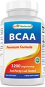 Best Naturals BCAA הזרוע שרשרת Amino Acid, 3200 מ"ג לשרת, 200 קפסולות - כיתה פרמצבטית - 100% טהור פורמולה טהורה | Pre/Post Workout Bodybuilding
