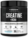 Jacked Factory Creatine + BCAAs - Creatine Monohydrate + BCAA אבקת עבור הגדלת פוסט-Workout Recovery, ביצועים, Lean שריר צמיחה, ו מופחת שומןigue - 30 לשרתים, Blue Raspberry
