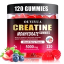 Creatine Monohydrate Gummies 5000 מ"ג עבור גברים ונשים - סוכר חינם Pre-Workout תוסף, צ'כוסים עבור כוח שרירים, בונה שרירים, אנרגיה Boost, מעורב ברי פלפור, 120 הרוזן