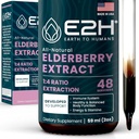 E2H Elderberry Syrup - Power Full Antioxidants תוספת של מזון אורגני מבוגרים - Sambucus Elderberry Srup לילדים ומבוגרים לתמיכה Immune - non-GMO, טבעוני - 2 Fl Oz