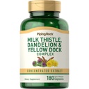 Piping Rock Milk Thistle, Dandelion & Yellow Dock | 180 קפסולות | ריכוזי חילוף מורכבים | Non-GMO, Gluten Free Supplement
