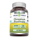פורמולה מדהימה Chromium Picolinate תוסף | 200 Mcg Per Serve | Tablet | Non-GMO | Gluten Free | Made in USA (120 Count)