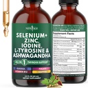 Thyroid Support Drops - Selenium, Zinc, Iodine, L Tyrosine, Ashwagandha, Turmeric, Schisandra Guggu, קייאן, בזיל - נוזל תוסף Folate Copper אלכוהול - חינם, טבעוני, non-GMO - 2 ozmeric, 2 ozmeric.