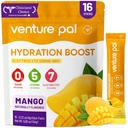 Venture Pal Sugar חינם Electrolyte אבקת Packets - נוזל יומי IV hydrotion Packets; אלקטרוליטים לשתות לערבב עם 5 ויטמינים ו 7 אלקטרוליטים | Keto Friendly | Non-GMO | מוסמך | 16 מקלים