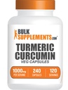 BulkSupplements.com Turmeric Extractions - תוסף Turmeric, Turmeric Curcumin תוסף 1000 מ"ג - Gluten Free, 240 קפסולות Veg (Pack of 1)