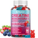 Creatine Monohydrate 8000 מ"ג חניכיים עם BCAA, L-Carnitine, Turine & ויטמין B12 - תוספת עבודה עבור צמיחה שרירים, כוח ואנרגיה, Multi-Flavor Chewable Gummies, 90 Count for Men & Women