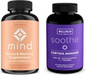 WellPath Mind Brain Supplement for Memory and Focus with Lion's Mane and Soothe Cortisol Manager with KSM-66® Ashwagandha & L-theanine