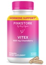 Pink Stork Organic Vitex - 1000 מ"ג Chaste עץ ברי - תמיכה מבוססת צמחים עבור Perimenopause & Hormonal Harmony - מסייע לשמור על מחזור סדירות ויעילות Progesterone Balance - 60 קפסולות טבעוניות