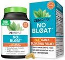 Zenwise Health No Bloat Digestive Enzymes for Gut Health, Gas & Bloating Relief - Multi Enzymes Digestion תוספת עם פרוביוטיקה, ג'ינג'ר, Turmeric Dandelion & Lactase - Men & Women - 100 Count
