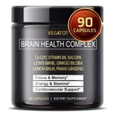 VEGATOT Brain Booster Brain Complex תוסף עם CoQ-10 VIT B6 Lion's Mane גינקו בילובה לימון Balm גינזנג - Focus Memory Energy