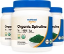 אבקת Spirulina Unflavored, 1LB מכיל 454 משרתים (3 בקבוקים) - טבעוני, GMO חינם וגלוטן חינם