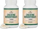 Creatine Monohydrate כמוסות - 1g לכל משרת, 120 הרוזן - No Fillers, טבעוני בטוח, non-GMO, Gluten חינם על ידי Double Wood (Pack של 2)