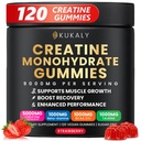Creatine Monohydrate חניכיים לגברים ונשים, 9000MG Creatinemies Sugar חינם עם L-Taurine, BCAA 2:1, B12 B6 עבור כוח Boost, Focus & Endurance, טבעוני, non-GMO, Strawberry, 120pcs